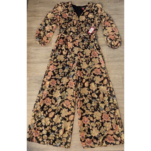 💕Beautiful Vince Camuto Womens Jumpsuit & Romper Black And Gold Size Large. - Picture 1 of 7